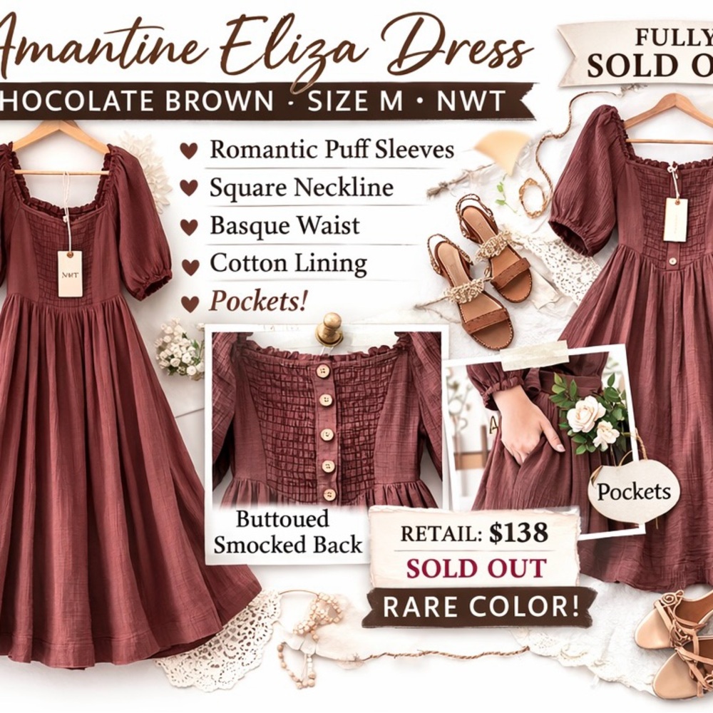 Amantine Eliza Dress Brown M NWT – Sold Out Color